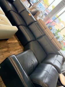Dark leather sectional